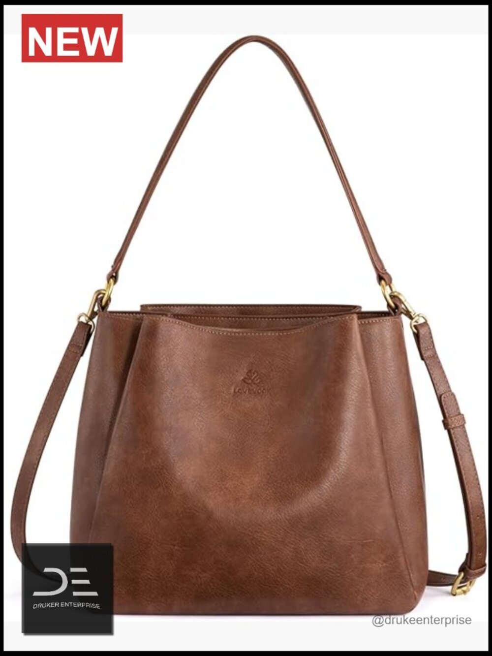 Hobo Bag with Three Large Compartments Waterproof Shoulder Handbag